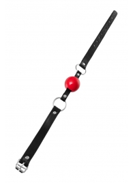 Красный кляп-шар на черных ремешках Anonymo - ToyFa - купить с доставкой в Рязани