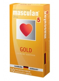 Презервативы Masculan Ultra Gold с золотым напылением и ароматом ванили - 10 шт. - Masculan - купить с доставкой в Рязани