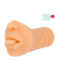 Телесный мастурбатор-ротик с высунутым язычком - Bior toys - в Рязани купить с доставкой