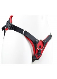 Красно-черные универсальные трусики с 2 способами крепления насадок - LOVETOY (А-Полимер) - купить с доставкой в Рязани