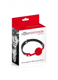 Красный кляп-шарик на черных ремешках - Fetish Tentation - купить с доставкой в Рязани