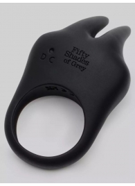Черное эрекционное виброкольцо Sensation Rechargeable Vibrating Rabbit Love Ring - Fifty Shades of Grey - в Рязани купить с доставкой