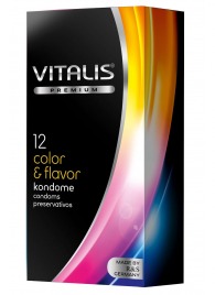 Цветные ароматизированные презервативы VITALIS PREMIUM color   flavor - 12 шт. - Vitalis - купить с доставкой в Рязани