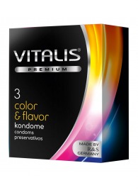 Цветные ароматизированные презервативы VITALIS PREMIUM color   flavor - 3 шт. - Vitalis - купить с доставкой в Рязани