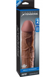Коричневая насадка Mega 2  Extension - 20,3 см. - Pipedream - в Рязани купить с доставкой