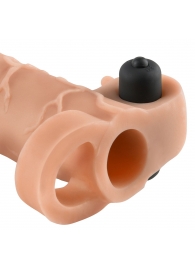 Телесная вибронасадка с кольцом Vibrating Real Feel 2 Extension - 16 см. - Pipedream - в Рязани купить с доставкой
