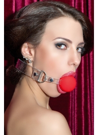 Красный силиконовый кляп-шар на прозрачных ремешках - ToyFa - купить с доставкой в Рязани