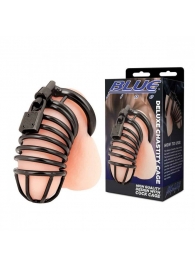 Черная металлическая клетка с замком Deluxe Chastity Cage - BlueLine - купить с доставкой в Рязани