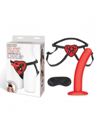 Красный поясной фаллоимитатор Red Heart Strap on Harness   5in Dildo Set - 12,25 см. - Lux Fetish - купить с доставкой в Рязани
