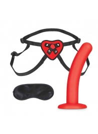 Красный поясной фаллоимитатор Red Heart Strap on Harness   5in Dildo Set - 12,25 см. - Lux Fetish - купить с доставкой в Рязани