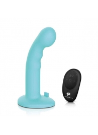 Голубая изогнутая насадка 6in Remote Control Ripple P-Spot G-Spot на черных трусиках - 16 см. - Pegasus - купить с доставкой в Рязани