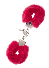 Металлические наручники с красной меховой опушкой METAL HANDCUFF WITH PLUSH RED - Dream Toys - купить с доставкой в Рязани