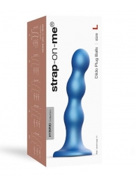 Голубая насадка Strap-On-Me Dildo Plug Balls size L - Strap-on-me - купить с доставкой в Рязани