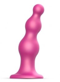 Розовая насадка Strap-On-Me Dildo Plug Beads size L - Strap-on-me - купить с доставкой в Рязани