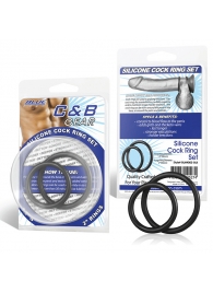 Набор из двух черных силиконовых колец разного диаметра SILICONE COCK RING SET - BlueLine - в Рязани купить с доставкой