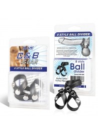 Разделитель мошонки из искусственной кожи на клепках 8 STYLE BALL DIVIDER - BlueLine - купить с доставкой в Рязани