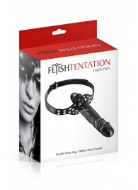 Черный кляп-фаллоимитатор Double Penis Gag - Fetish Tentation - купить с доставкой в Рязани