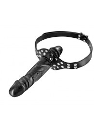 Черный кляп-фаллоимитатор Double Penis Gag - Fetish Tentation - купить с доставкой в Рязани