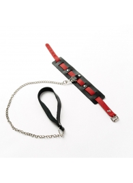 Черный ошейник с красным ремешком и поводком - Crazy Handmade - купить с доставкой в Рязани