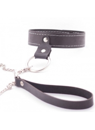 Узкий однослойный ошейник с поводком - Crazy Handmade - купить с доставкой в Рязани