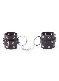 Черные кожаные наручники с люверсами - Crazy Handmade - купить с доставкой в Рязани