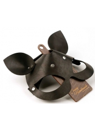 Черная кожаная маска  Кошка  с маленькими ушками - Crazy Handmade - купить с доставкой в Рязани