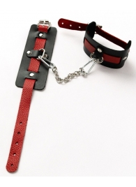 Черные оковы с красным декором и заклепками - Crazy Handmade - купить с доставкой в Рязани