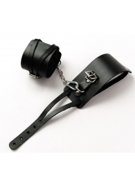 Черные кожаные оковы с креплением в виде веревочек - Crazy Handmade - купить с доставкой в Рязани