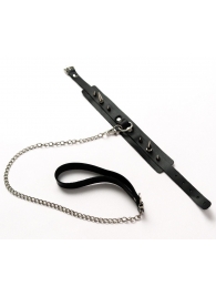 Черный ошейник с шипами и поводком - Crazy Handmade - купить с доставкой в Рязани