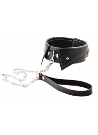 Черный ошейник-воротничок с металлическим поводком - Crazy Handmade - купить с доставкой в Рязани