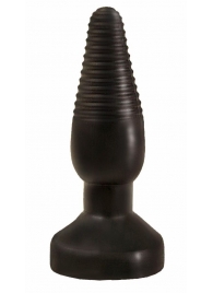 Чёрный анальный плаг с ребристой поверхностью - 14 см. - LOVETOY (А-Полимер)
