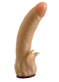 Телесная гелевая насадка-фаллос с клиторальными лепестками - 18,5 см. - LOVETOY (А-Полимер) - купить с доставкой в Рязани