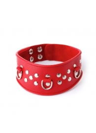 Кожаный красный ошейник с велюровой подкладкой - Sitabella - купить с доставкой в Рязани