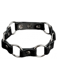 Кожаный черный ошейник с кольцами - Sitabella - купить с доставкой в Рязани