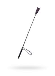 Чёрный стек с кожаной ручкой - 58 см. - Sitabella - купить с доставкой в Рязани