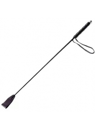 Чёрный стек с кожаной ручкой - 58 см. - Sitabella - купить с доставкой в Рязани