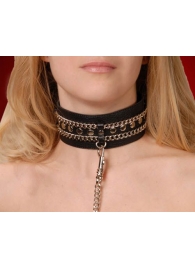 Чёрный ошейник с цепочками и поводком - Sitabella - купить с доставкой в Рязани