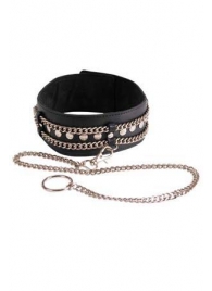 Чёрный ошейник с цепочками и поводком - Sitabella - купить с доставкой в Рязани