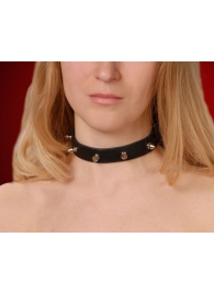 Узкий чёрный ошейник с шипами - Sitabella - купить с доставкой в Рязани