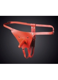 Красные кожаные универсальные трусики со штырьком для насадок - Sitabella - купить с доставкой в Рязани