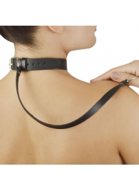 Зеленый меховой ошейник с кожаным поводком - Sitabella - купить с доставкой в Рязани