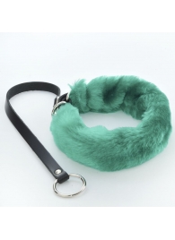 Зеленый меховой ошейник с кожаным поводком - Sitabella - купить с доставкой в Рязани