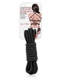 Черная хлопковая веревка для связывания - 3 м. - Lux Fetish - купить с доставкой в Рязани