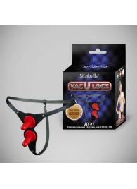 Чёрные кожаные трусики с двумя штырьками для насадок - Sitabella - купить с доставкой в Рязани