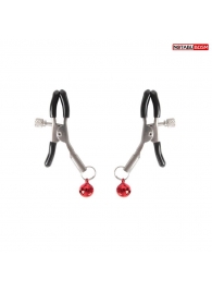 Серебристые зажимы на соски с шариками - Notabu - купить с доставкой в Рязани