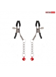 Серебристые зажимы на соски с шариками на цепочках - Notabu - купить с доставкой в Рязани