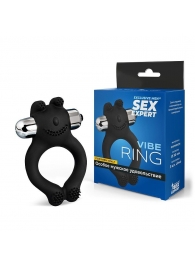 Черное силиконовое эрекционное виброкольцо Sex Expert - Sex Expert - в Рязани купить с доставкой