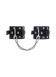 Черные кожаные однослойные оковы с люверсами - Pecado - купить с доставкой в Рязани