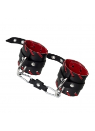 Черно-красные наручники из натуральной кожи - Pecado - купить с доставкой в Рязани