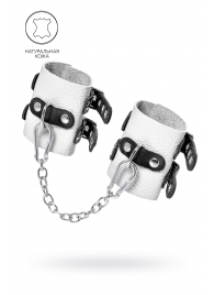 Бело-черные наручники с двумя ремешками и люверсами - Pecado - купить с доставкой в Рязани